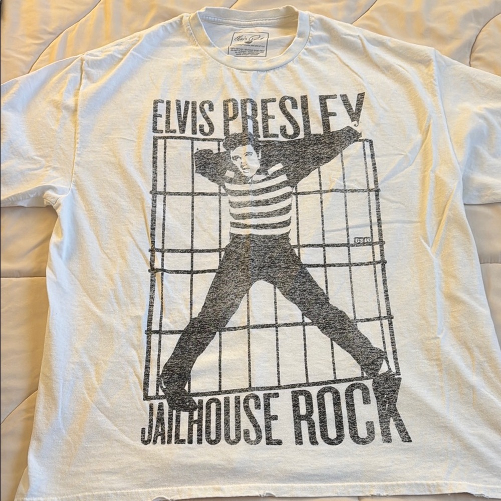 White Graphic Tee - Jailhouse Rock Design